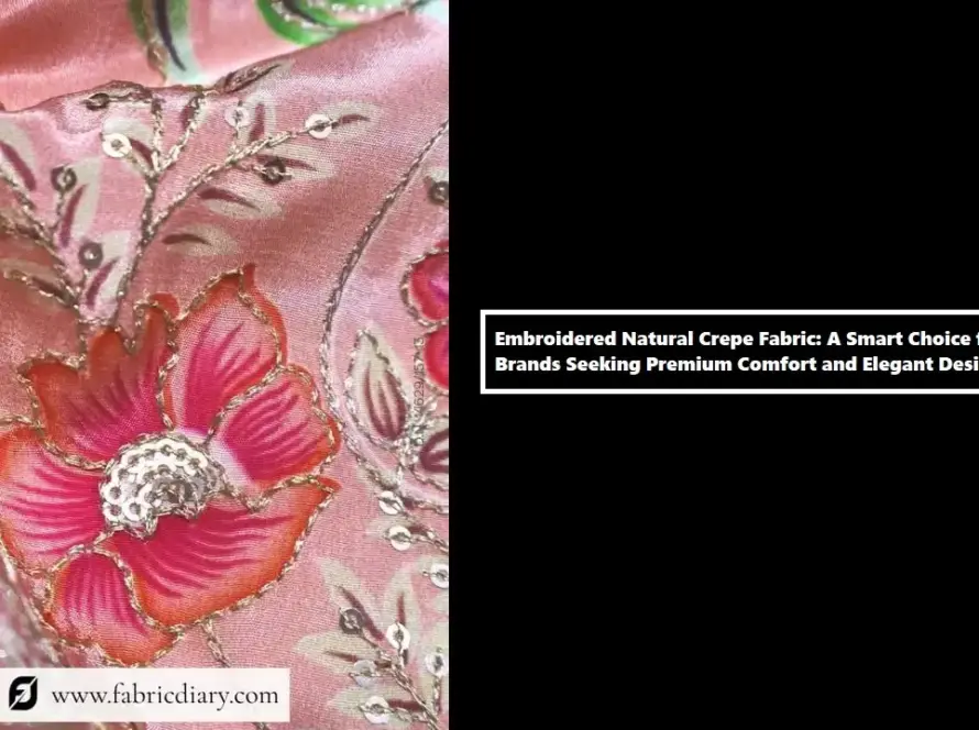 Embroidered Natural Crepe Fabric for Fashion Startups & D2C Brands