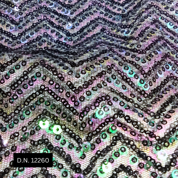 Beautiful Zigzag Pattern Black Sequin Fabric