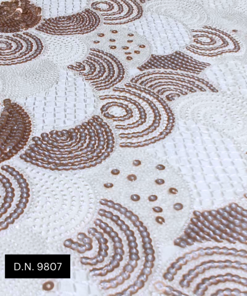 Buy Brown Geometric Sequin Fabric with Silver Sequins