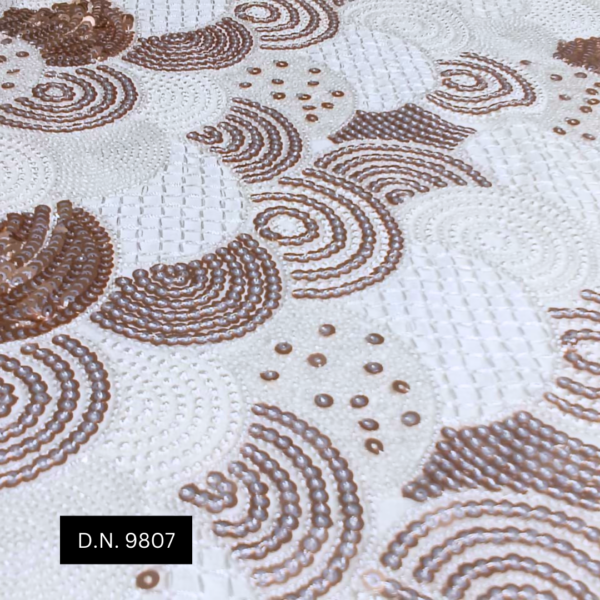 Buy Brown Geometric Sequin Fabric with Silver Sequins