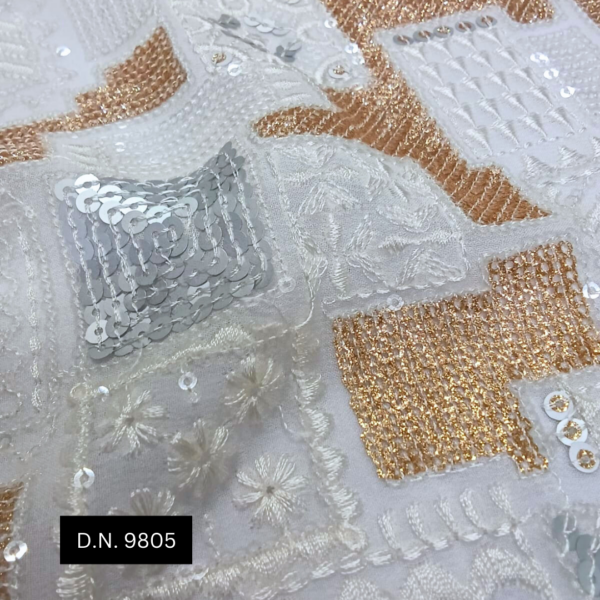 Buy Luxurious Georgette Fabric with Gold & Silver Sequins – Perfect for Elegant Outfits