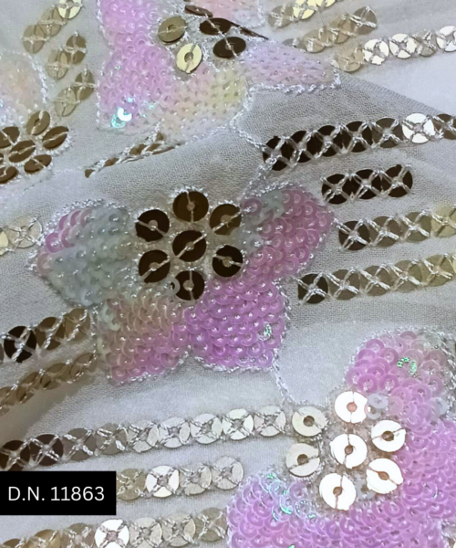 Buy Stunning Soft Pink Gold Sequins Fabric