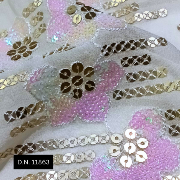 Buy Stunning Soft Pink Gold Sequins Fabric