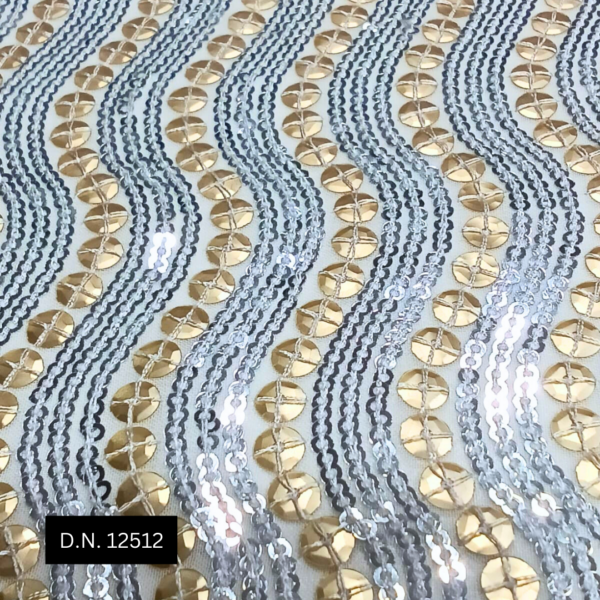 Dazzling Gold Sequin Embroidered Georgette Fabric for Elegant Designs