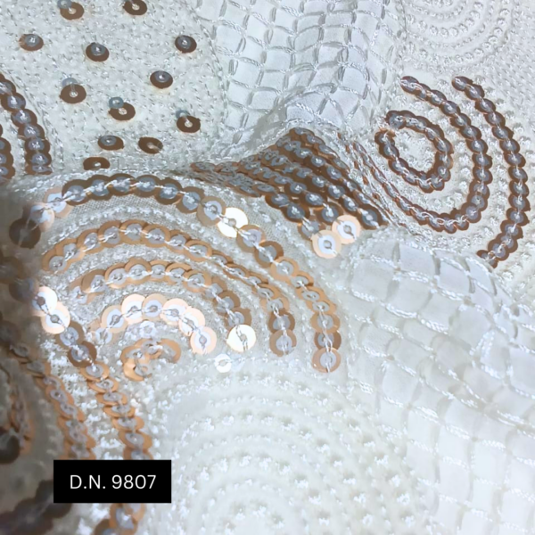 Glamorous Brown Geometric Sequin Fabric with Silver Sequins for Party Wear