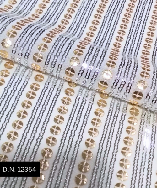 Buy Heavy Lining Sequin Embroidery Fabric in luxurious gold tones