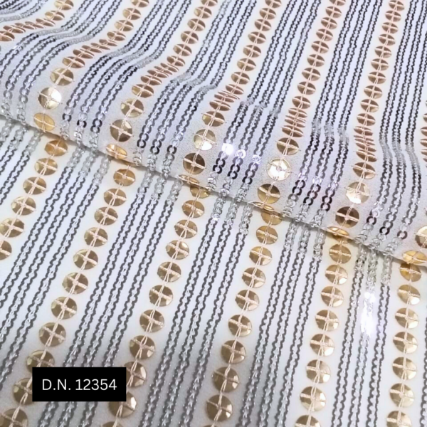 Buy Heavy Lining Sequin Embroidery Fabric in luxurious gold tones