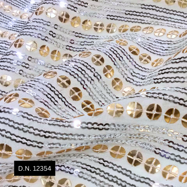 Heavy Lining Sequin Embroidery Fabric in luxurious gold tones