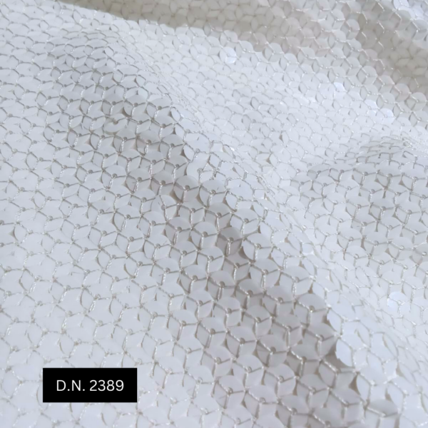 High-Quality Sequin Georgette Fabric in White – Perfect for Luxury Dresses and Fashion Collections