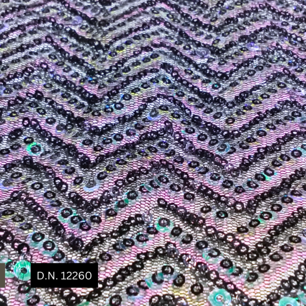 Latest Zigzag Pattern Black Sequin Fabric