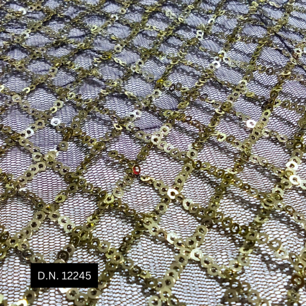 Lovely Geometrical Sequins Embroidery Fabric