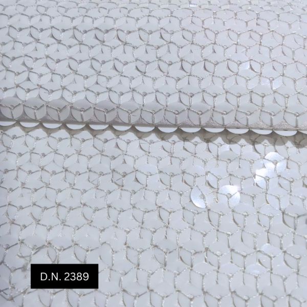 Luxurious Neutron Style White Sequin Georgette Fabric for Wedding Gowns and Evening Dresses