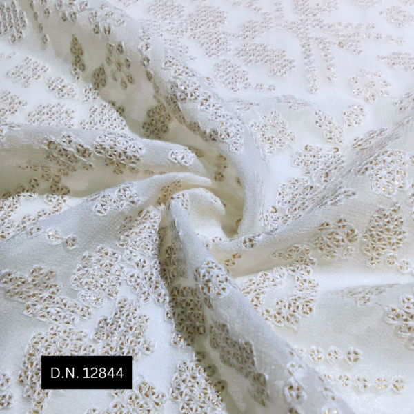 Luxurious Pure Georgette Chikankari Fabric – Exquisite Embroidery for High-End Fashion