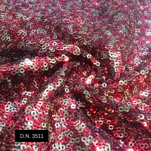 Luxury Red and Gold Sequin Embroidery Fabric for Dresses & Gowns