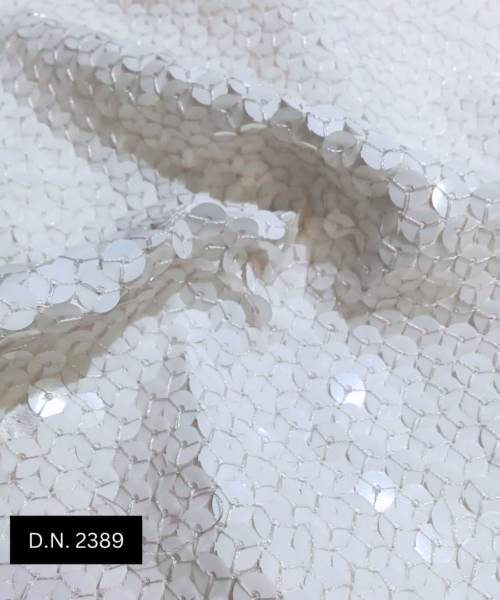 Neutron Style White Sequin Georgette Fabric for Dresses