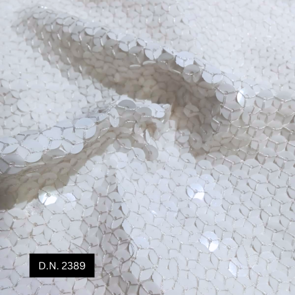 Neutron Style White Sequin Georgette Fabric for Dresses