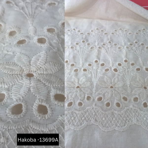 Pre-Designed Schiffli Embroidery Cotton with Lace – Bulk Supply