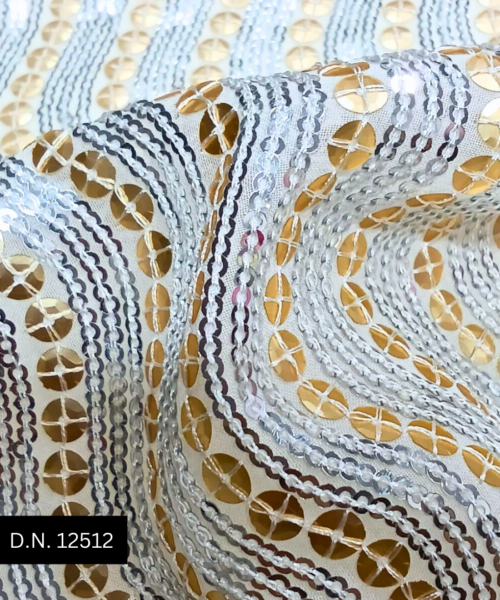 Buy Stunning Gold Sequins Lining Embroidery Georgette Fabric for Luxurious Creations