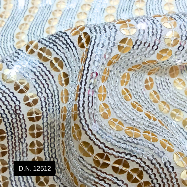 Buy Stunning Gold Sequins Lining Embroidery Georgette Fabric for Luxurious Creations