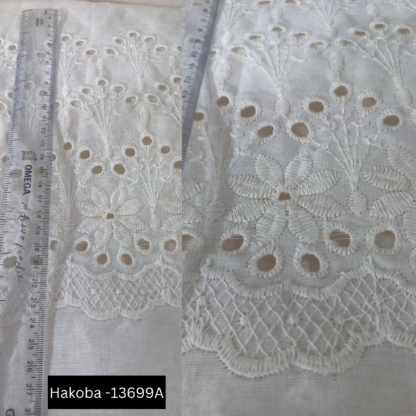 Pure Cotton Schiffli Lace Fabric – Hakoba Embroidery for High-End Fashion