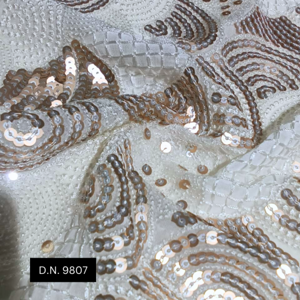 Shimmering Brown Geometric Sequin Fabric with Silver Sequins for Red Carpet Looks