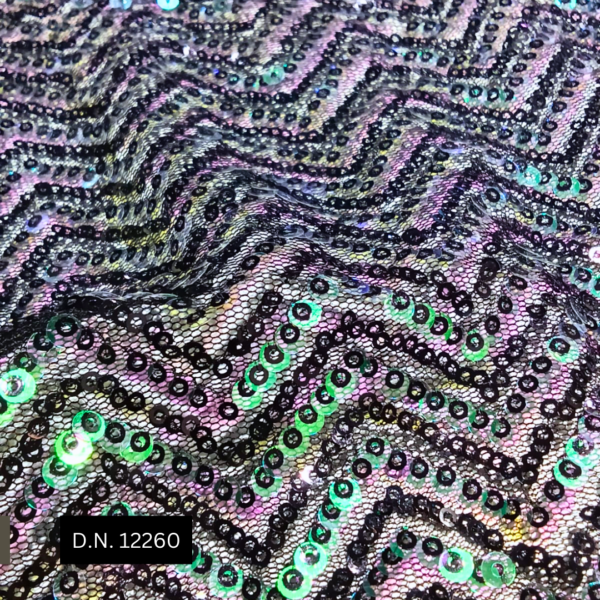 Shop Now Zigzag Pattern Black Sequin Fabric