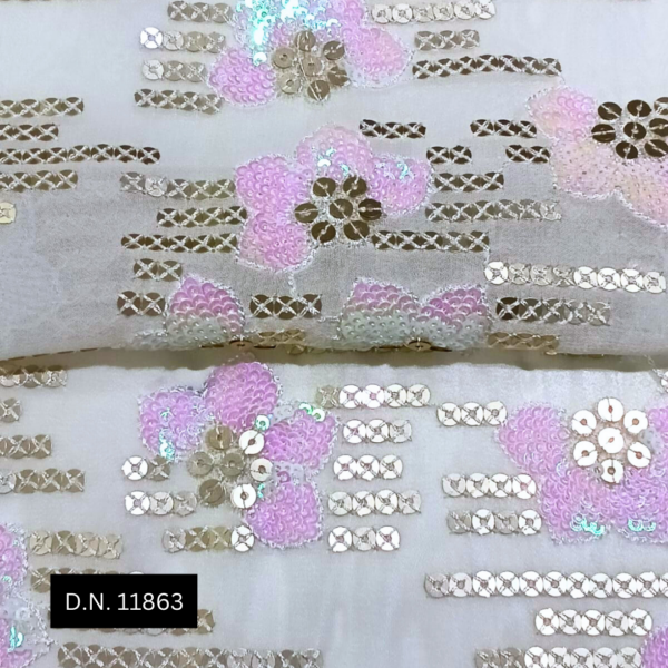 Sparkling Soft Pink Gold Sequins Fabric