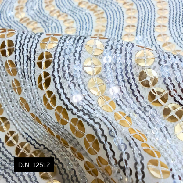 Stunning Gold Sequins Lining Embroidery Georgette Fabric for Luxurious Creations