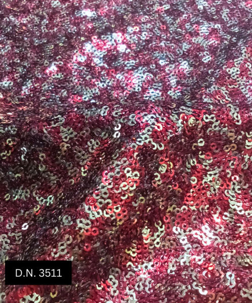 Two Tone Red and Gold Sequins Fabric