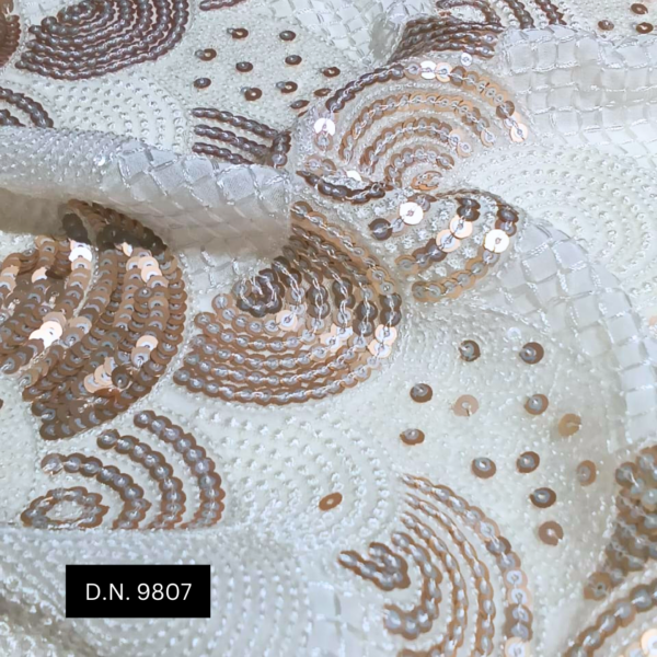 Wholesale Brown Geometric Sequin Fabric with Silver Sequins for Global Buyers