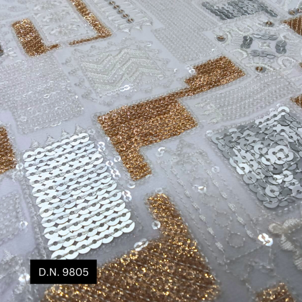 premium Georgette Fabric with Gold & Silver Sequins