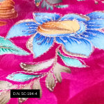 Floral maroon Position print fabric Chinon fabric