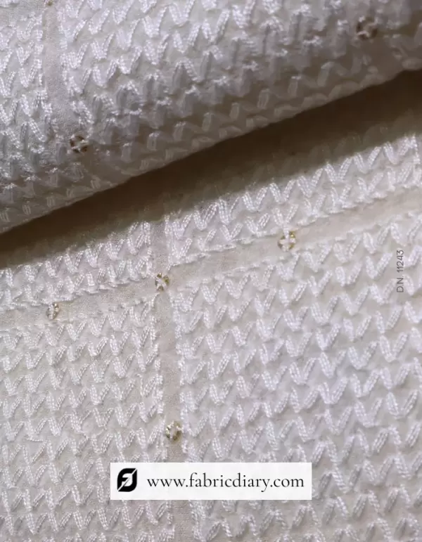 Fabricdiary Schiffli Embroidered Viscose Georgette for Sherwani & Kurta