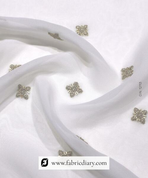 Designer Georgette Embroidered Zari Work Butti Fabric #12069