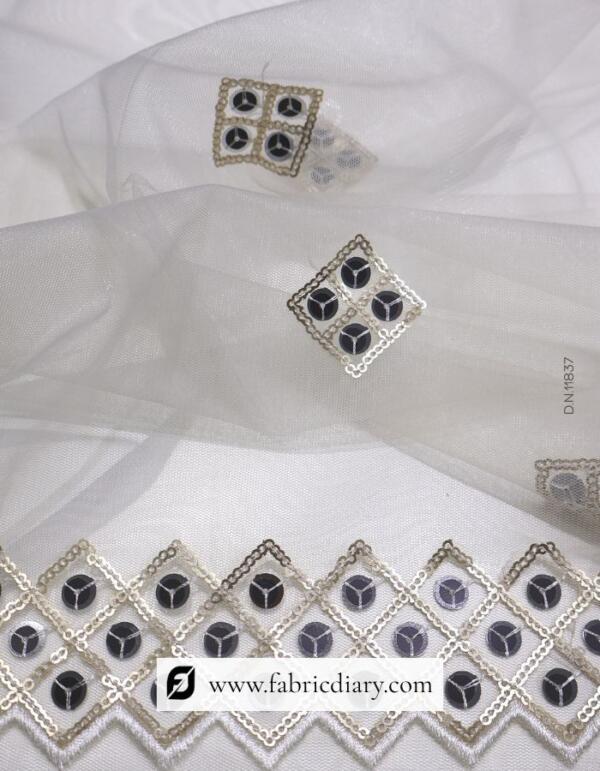 Embroidered Dupatta Fabric with Light Sequins Work