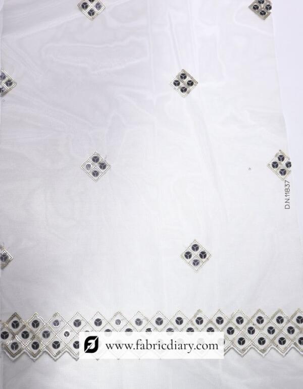 Embroidered Dupatta Fabric with Light Sequins Work (3)