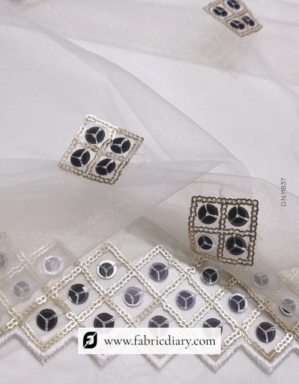 Embroidered Dupatta Fabric with Light Sequins Work (6)