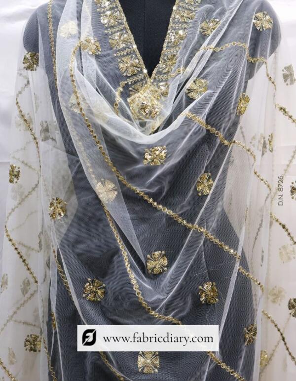 Export Quality Embroidered Net Fabric