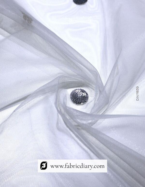 Net Dupatta Embroidery Fabric with Sequins Design (2)
