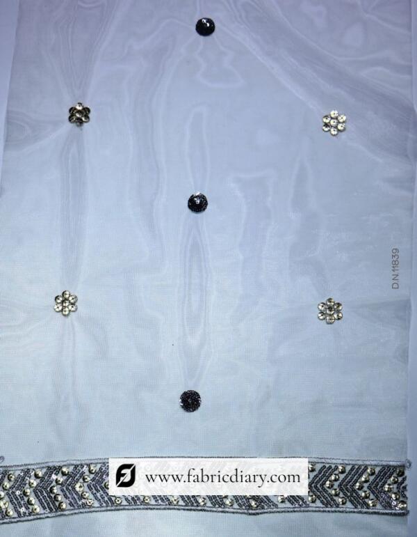 Net Dupatta Embroidery Fabric with Sequins Design (3)