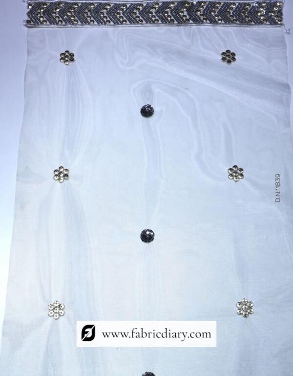 Net Dupatta Embroidery Fabric with Sequins Design (4)