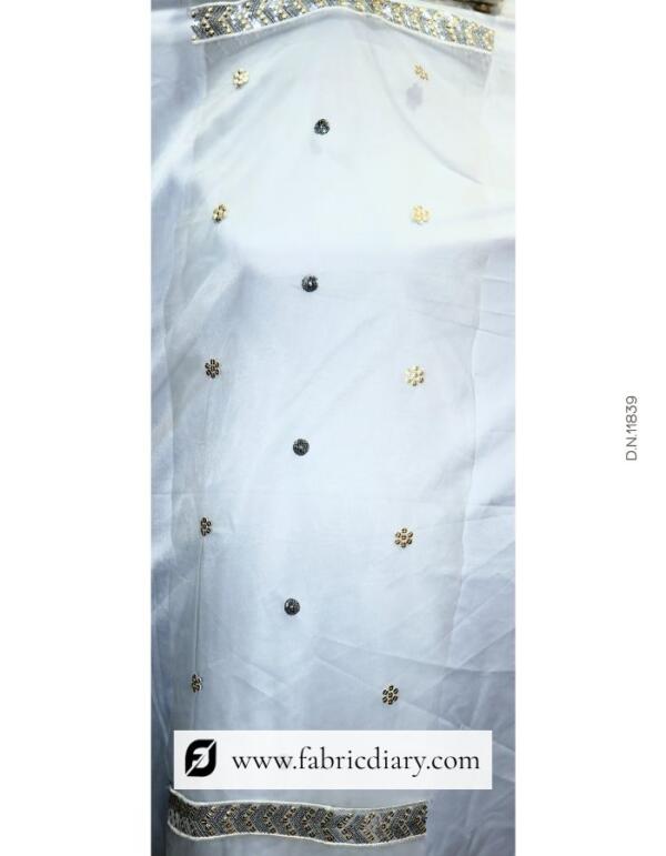 Net Dupatta Embroidery Fabric with Sequins Design (5)