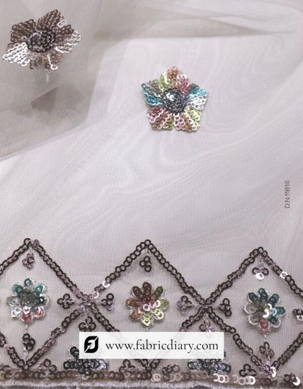 Net Multicolor Sequins Embroidered Dupatta Fabric Bulk price