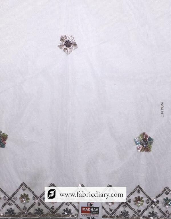 Net Multicolor Sequins Embroidered Dupatta Fabric Fabricdiary
