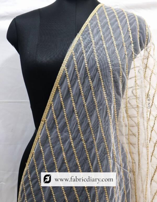 Butterfly Sequin Lace Net Dupatta