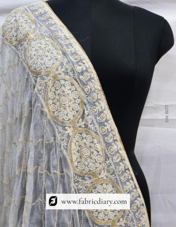 Buy Dyeable Embroidered Chiffon Dupatta – Thread & Sequins Work at Wholesale Price