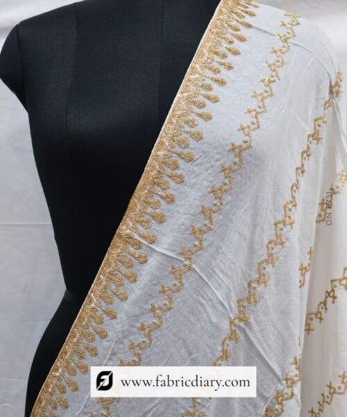 Dyeable Lining Embroidered Chinon Dupatta fabric
