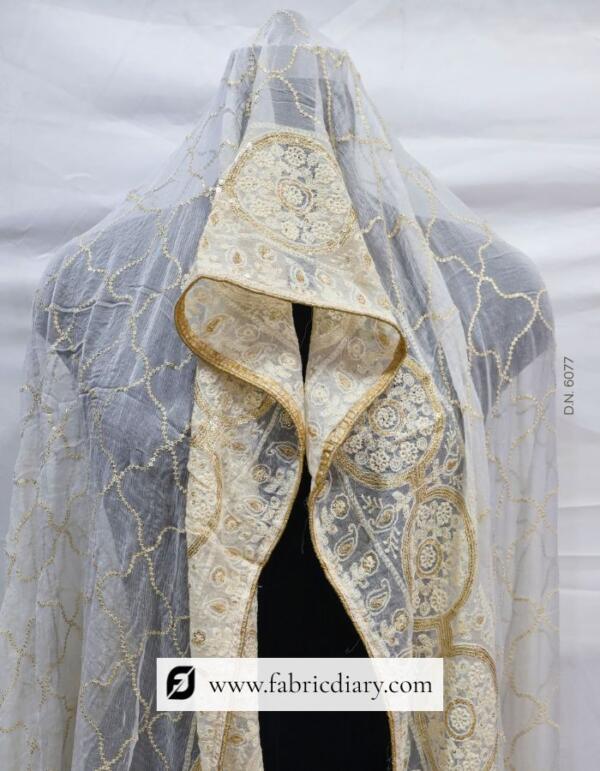 Embroidered Chiffon Thread and Sequins Work Dupatta