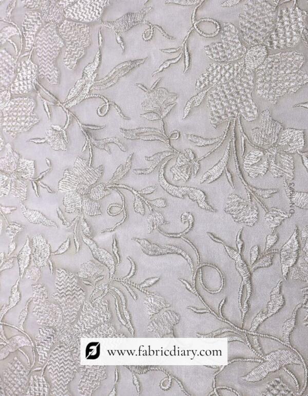 Luxury White Sequin Embroidery Georgette Fabric – Boutique & Designer Collection