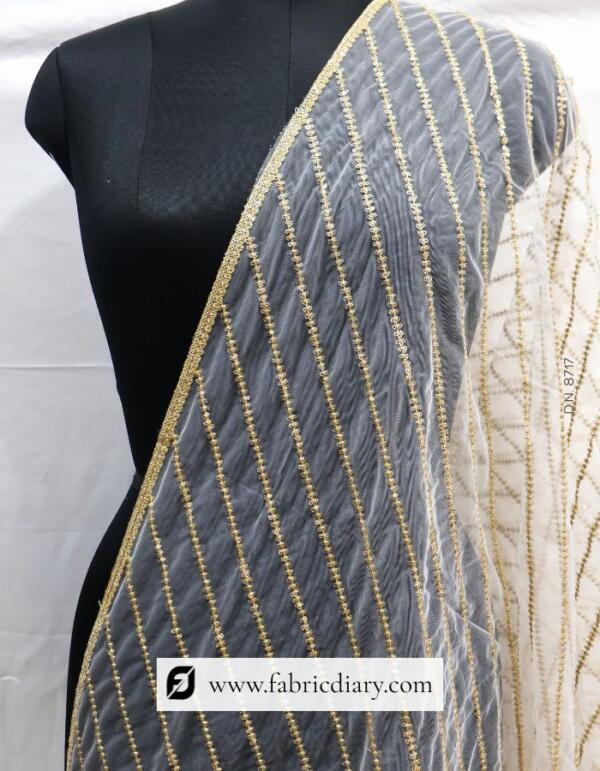 Sequin Embroidered Butterfly Net Dupatta
